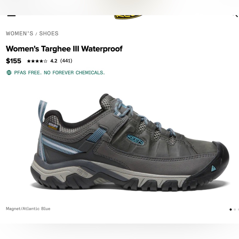 KEEN Women’s Targhee III Waterproof Hiking Sneakers Magnet Grey/Atlantic Blue